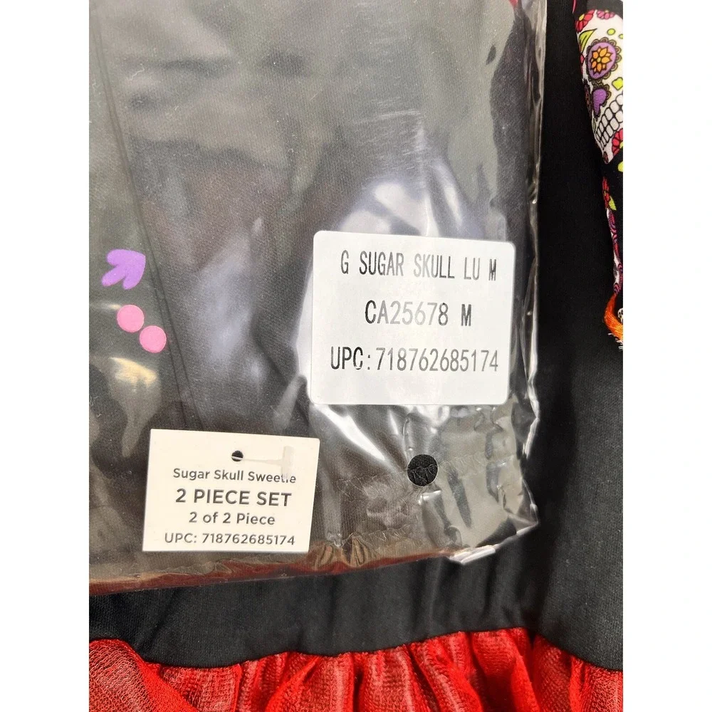 Halloween Light Up Sugar Skull Fancy‎ Dress Costume Girl's Child Size M 8-10 New